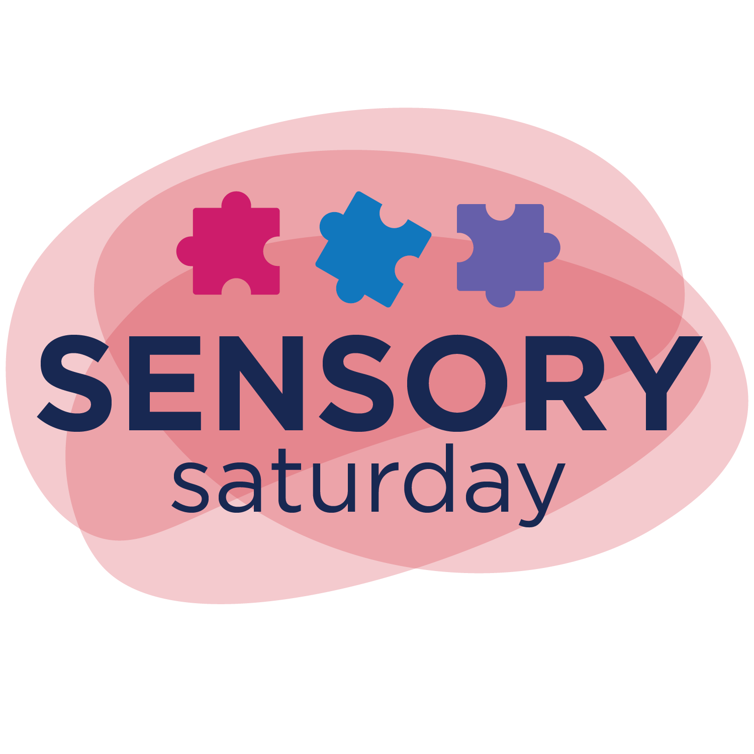 Logo with pink, blue, and purple puzzle pieces above the words "Sensory Saturday"